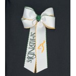 St. Ignatius (White) / Forest Green-Yellow Gold Pico Stitch Bow w/ Tails - 5 Inch